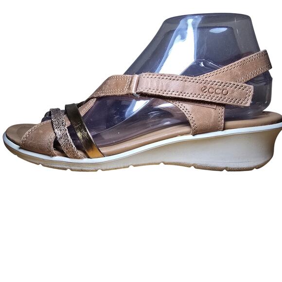 Ecco Felicia Leather Sandals Cashmere/tan / Bronze/brown Cream sole Size 9 - Picture 5 of 8
